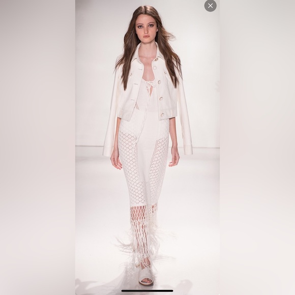 Rachel Zoe Ivory cropped leather jacket size small 4 - Picture 3 of 13